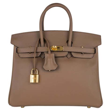 Hermes Birkin 25 Beige De Weimar Veau Jonathan Leather Gold 